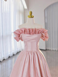 Off the Shoulder Satin Burgundy/Pink A-line Princess Dresses HZ0429