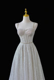 A-Line Straps Tulle Sequins Long Senior Prom Dress HZ0429