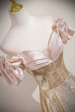 Sparkly Sequins Long Prom Dress, A-Line Off the Shoulder Long Graduation Dress HZ0429
