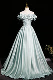 Vintage Aqua Green Prom Dresses Ball Gown, A-line Backless Prom Formal Dresses HZ0429