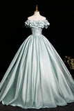Vintage Aqua Green Prom Dresses Ball Gown, A-line Backless Prom Formal Dresses HZ0429