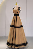 Stylish Tulle Long Prom Dress, A-Line Evening Party Dress HZ0429