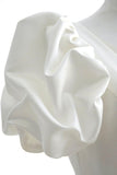 White V-Neck Satin Long Formal Dress, Wedding Formal Dress HZ0429