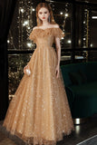 A-Line Tulle Off the Shoulder Prom Dress, Cute Evening Party Dress HZ0429