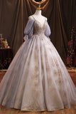 Purple Tulle Sequins Long Prom Dress, A-Line Evening Dress HZ0429