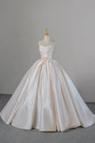 Champagne Satin Long Prom Dress, A-Line Sweetheart Neck Party Dress HZ0429