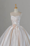 Champagne Satin Long Prom Dress, A-Line Sweetheart Neck Party Dress HZ0429