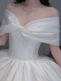 Elegant Satin Long Formal Dress, A-Line Off the Shoulder Evening Party Dress HZ0429