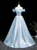 Elegant A-Line Floor Length Prom Dress, Beautiful A-Line Off the Shoulder Party Dress HZ0429