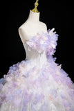White Tulle and Lavender Appliques Long Prom Dress, Beautiful Fairy Party Dress HZ0429