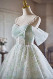 Green Tulle Knee Length A-Line Party Dress, Lovely Off the Shoulder Evening Dress HZ0429